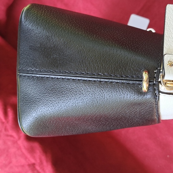 SOLD Kate Spade Soft White/ Black Pebble Leather Satchel/Crossbody EC - Picture 11 of 16